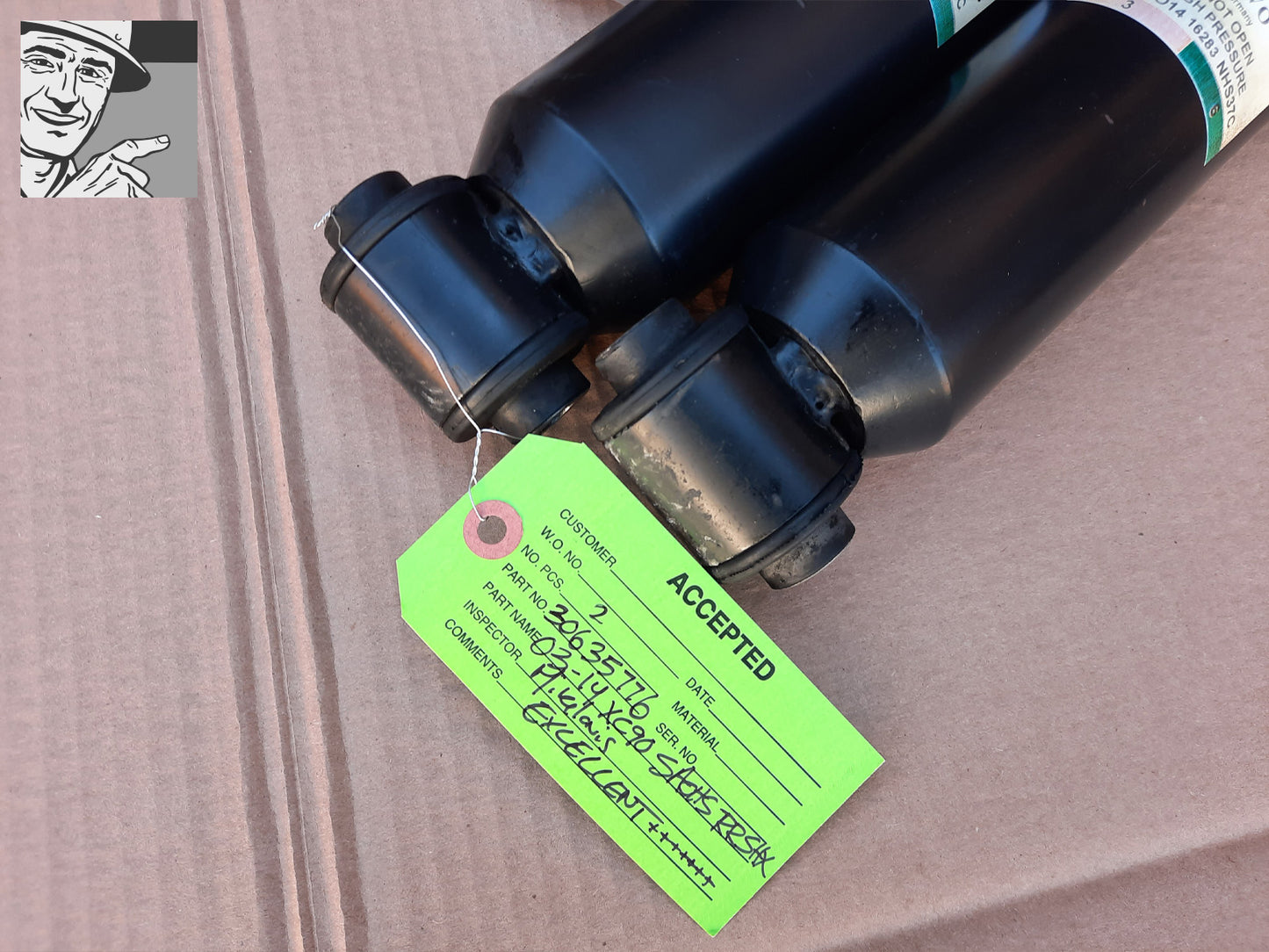 Original Equipment (OE) self-leveling rear shocks for 2003 2004 2005 2006 2007 2008 2009 2010 2011 2012 2013 Volvo XC90 with Self-Leveling Rear Suspension. SACHS 30635776. Equivalent to SACHS 30683451 and 30639791.