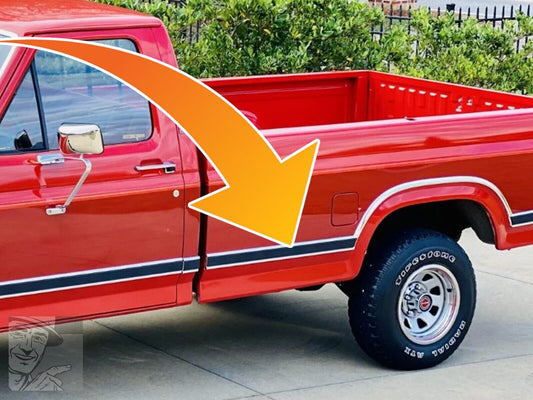 1980-1986 Ford F150 F250 F350 OE Lower Bed Trim Molding Driver (LONGBED 8FT)