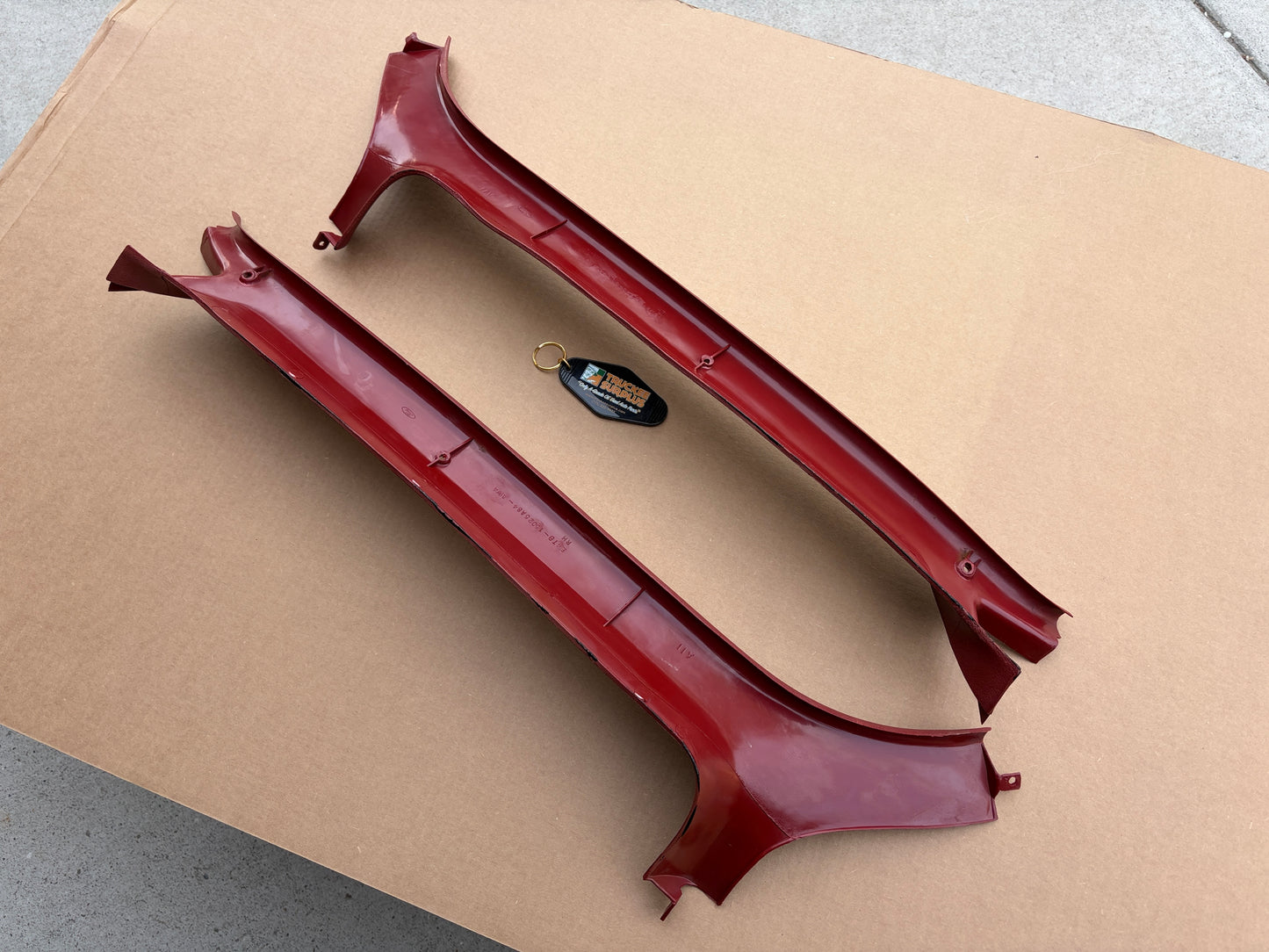 80-86 Ford F150 F250 F350 Bronco XLT A Pillar Moldings Red (PAIR)