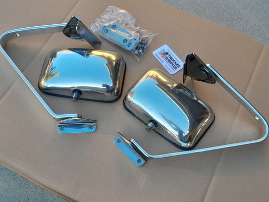 1980-1996 Ford F150 Bronco OE Swing Lock Side View Mirrors with Under Mount Style Bracket (PAIR)