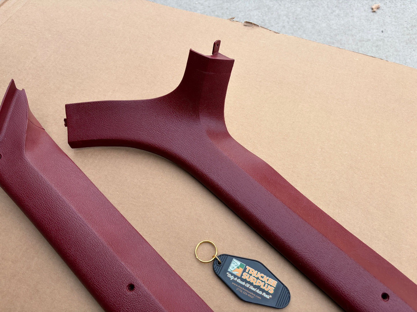 80-86 Ford F150 F250 F350 Bronco XLT A Pillar Moldings Red (PAIR)