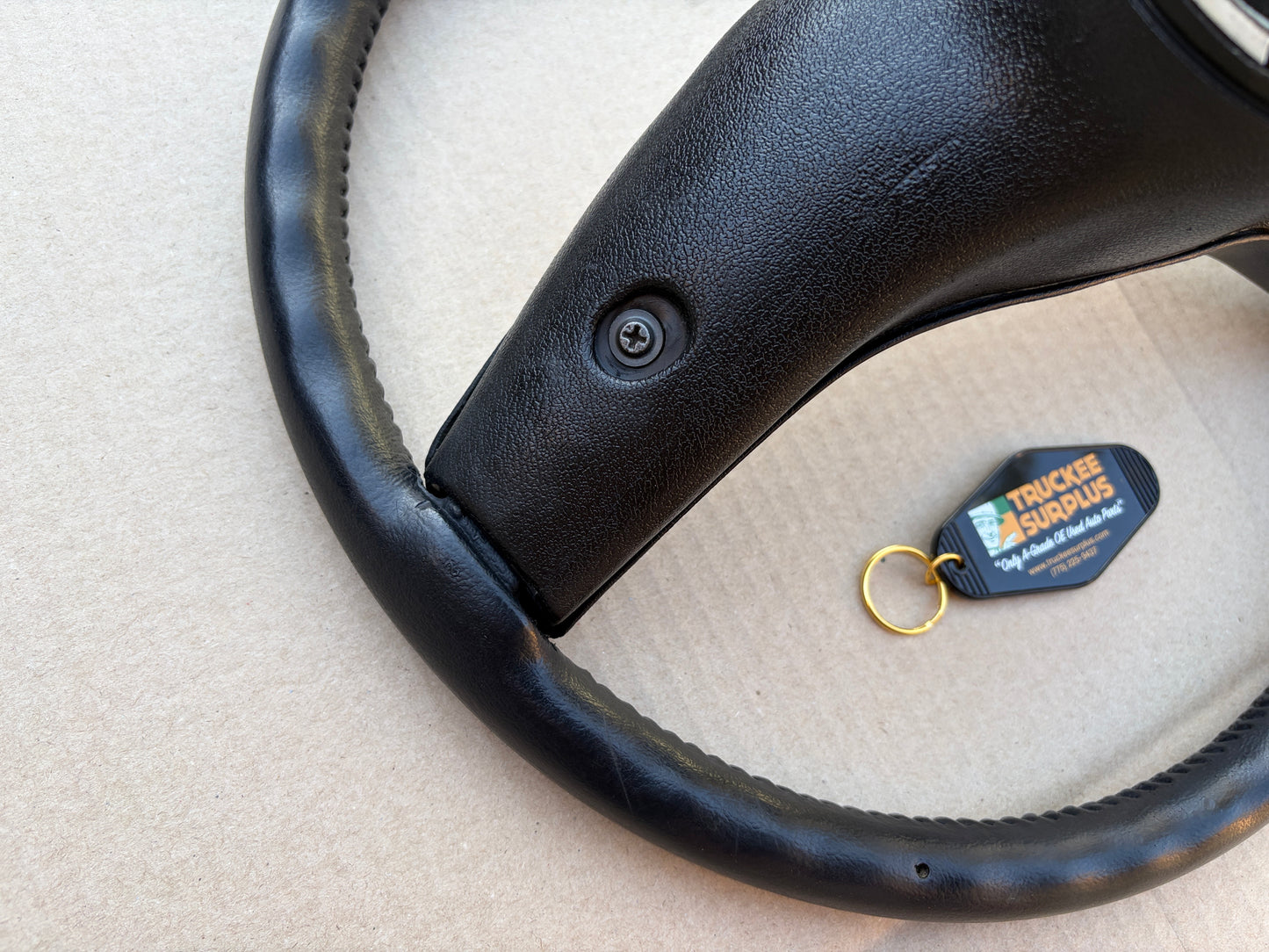 80-86 Ford F150 F250 F350 Bronco OE Steering Wheel (THICK RIM, BLUE MEDALLION)
