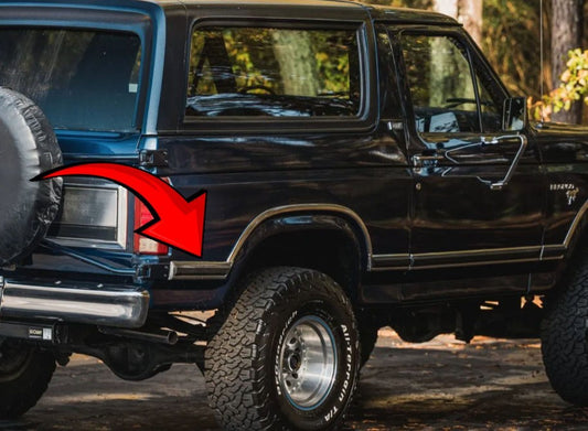 80-81 Full Size Ford Bronco Lower Trim Molding RH (WITH CARRIER!)