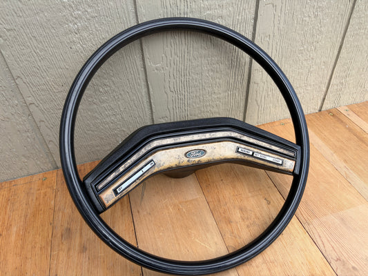 80-86 Ford F150 F250 F350 Bronco OE Steering Wheel (CRUISE / WOODGRAIN)