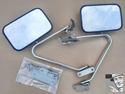 1980-1996 Ford F150 Bronco OE Swing Lock Side View Mirrors with Upper Mount Style Bracket (PAIR)